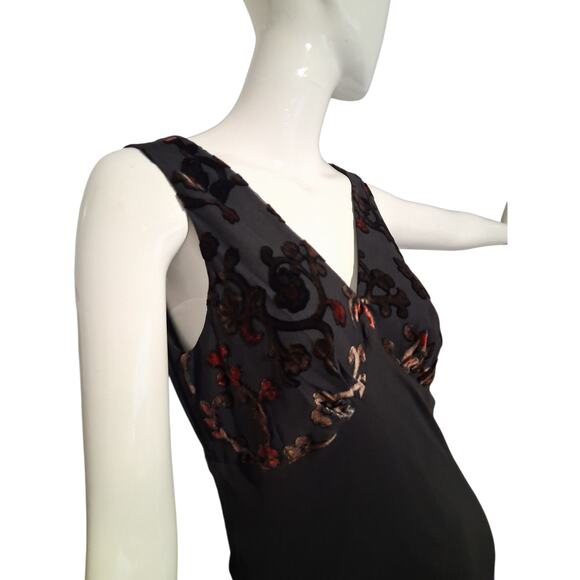 Y2K Silk Babydoll Velvet Burnout Womens sz 6 Whimsigoth Vampire Witchcore Dress - Picture 3 of 12